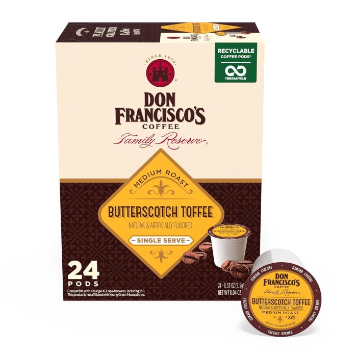 don franciscos kona blend medium roast coffee pods 55 count recyclable single serve coffee pods compatible with your k c