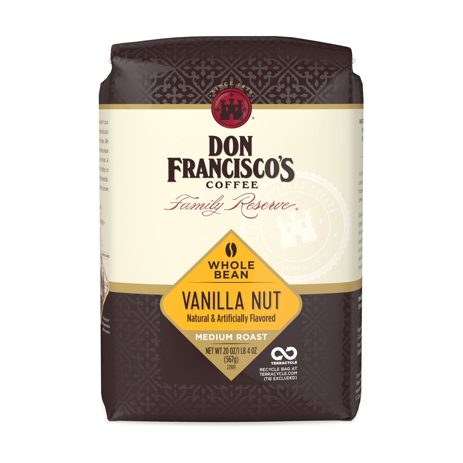 Don Franciscos Kona Blend Medium Roast Whole Bean Coffee (18 oz Bag)
