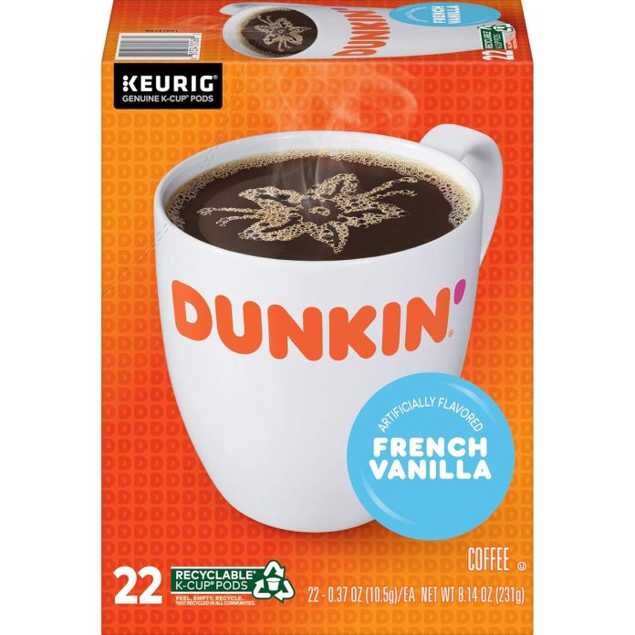 dunkin french vanilla flavored coffee 22 keurig k cup pods