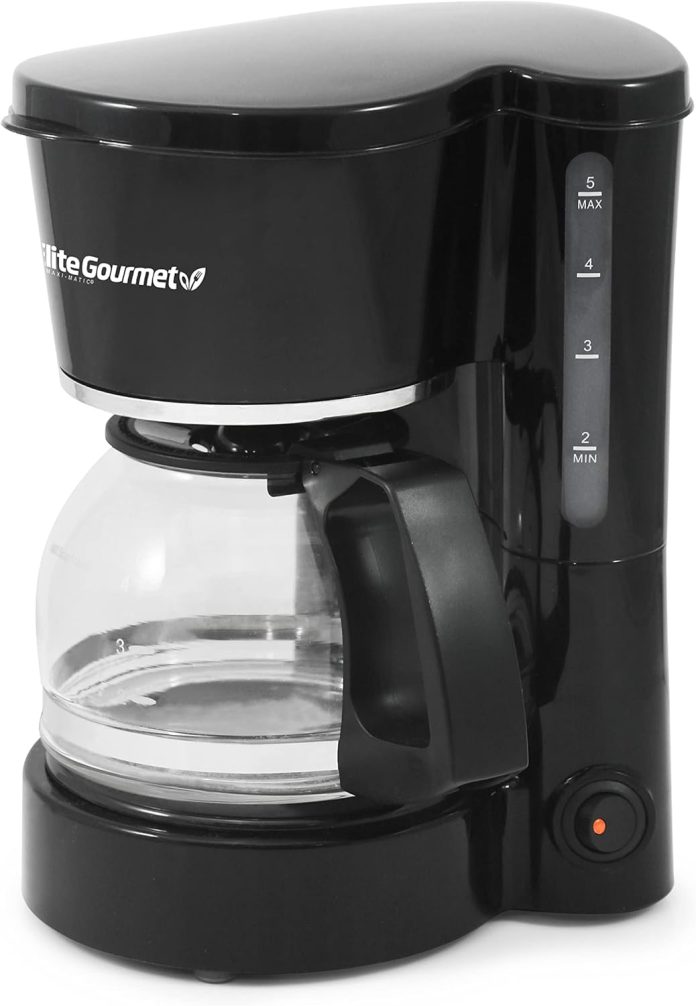 elite gourmet ehc 5055 automatic brew drip coffee maker with pause n serve reusable filter onoff switch water level indi