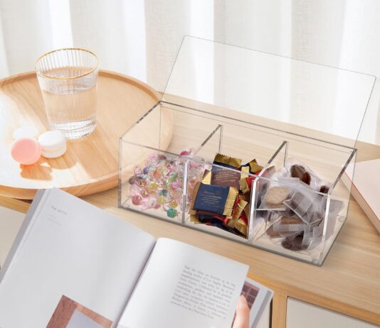 elldoo coffee pod holder with lid acrylic coffee pod organizer for k cup espresso 3 compartment tea bags sugar packets c