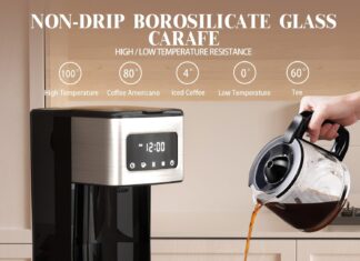 empstorm 12 cup programmable drip coffee maker 1000w fast brew coffee machine with glass carafe auto shut off 4 hour kee