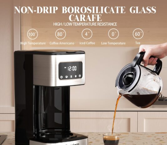 empstorm 12 cup programmable drip coffee maker 1000w fast brew coffee machine with glass carafe auto shut off 4 hour kee