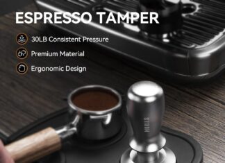 espresso tamper 533mm morils walnut wood coffee tamper adjustable depth stainless steel base fits for all 533mm 54mm por