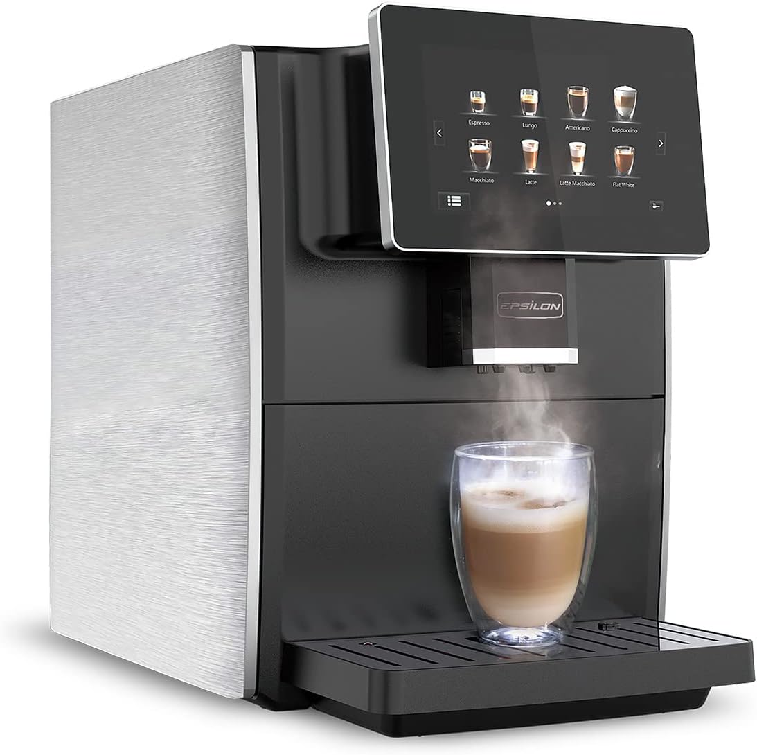 Farenheit Epsilon Super Automatic Coffee Machine, Espresso Maker and Cafetera Automatica comes w/ 11 Brew Selections, 7 Inch AI Touchscreen Italian, Self-Cleaning Expresso Barista Brewer (ECM-120)