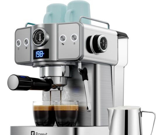 frossvt espresso machine 20 bar espresso maker with milk frother steam wand for latte and cappuccino stainless steel cof