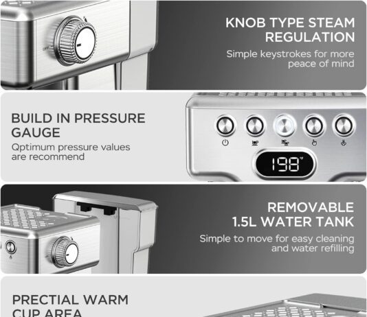 geek chef espresso machine 20 bar espresso maker with milk frother steam wand compact coffee machine with for cappuccino