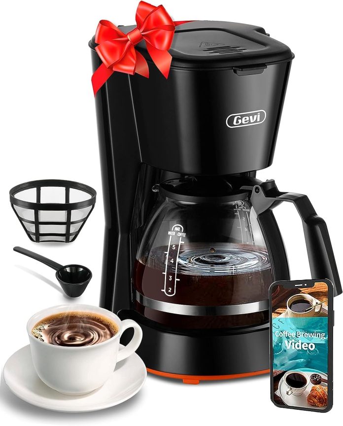 gevi 4 cups small coffee maker compact coffee machine with reusable filter warming plate and coffee pot for home and off