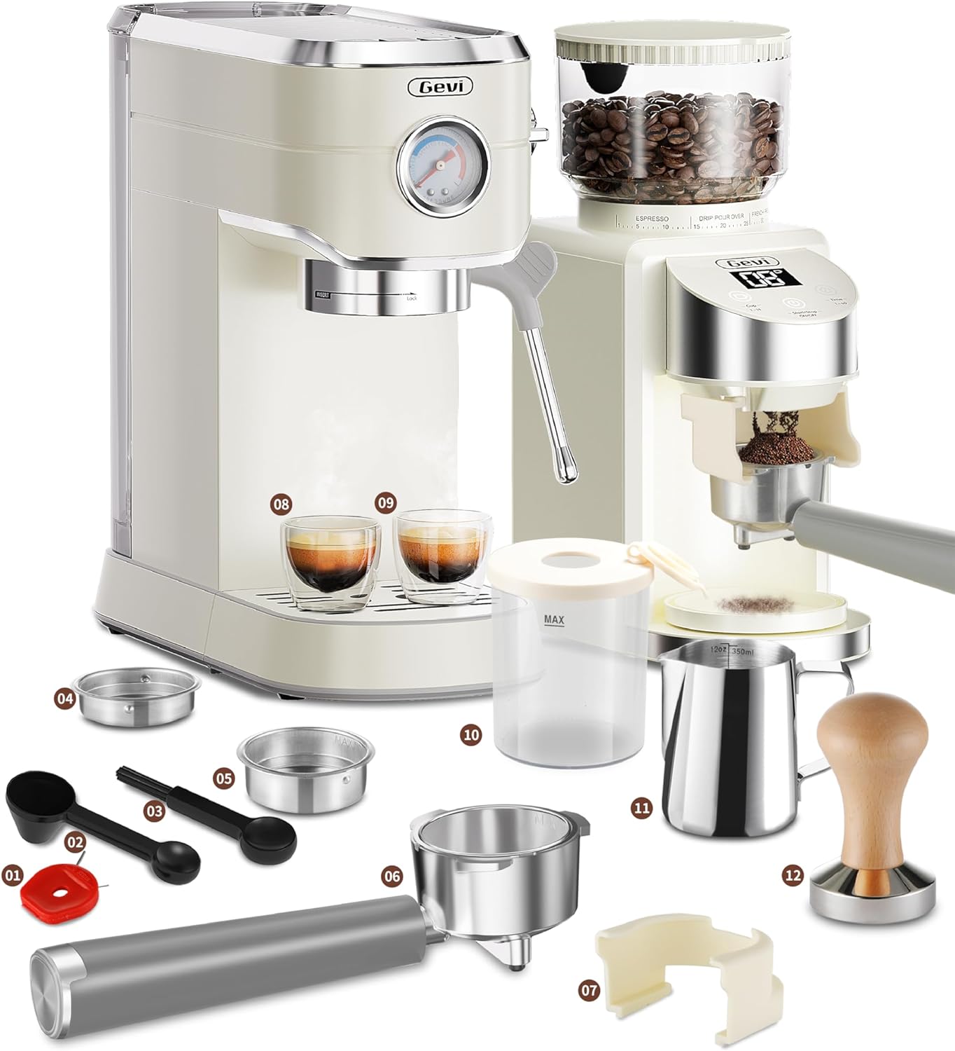 Gevi Espresso Machine 20 Bar，Professional Espresso Make with 35 Precise Grind Settings Combos Commercial Espresso Machines  Coffee Makers