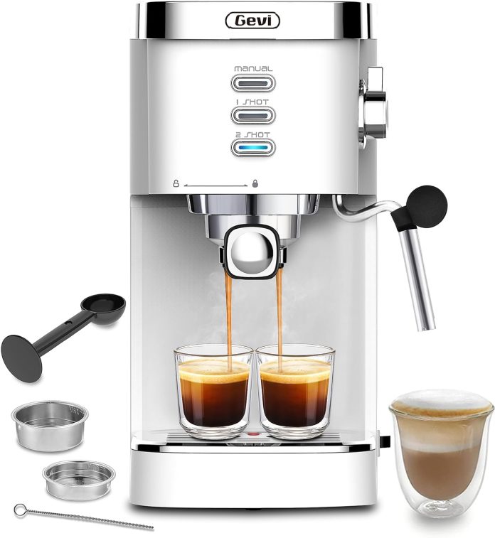 gevi espresso machines 20 bar fast heating automatic cappuccino coffee maker with foaming milk frother wand for espresso