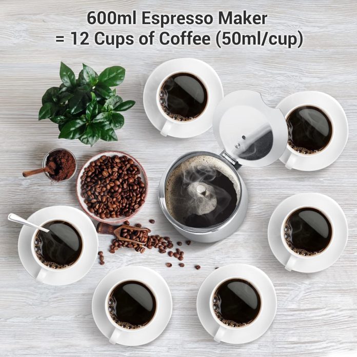 godmorn stovetop espresso maker moka pot percolator italian coffee maker 600ml20oz12 cup espresso cup50ml classic cafe m