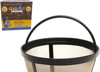 goldtone reusable 8 12 cup basket coffee filter fits mr coffee makers and brewers replaces your paper coffee filters bpa