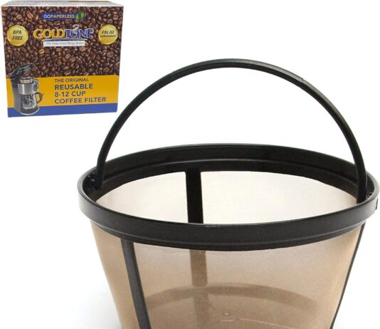 goldtone reusable 8 12 cup basket coffee filter fits mr coffee makers and brewers replaces your paper coffee filters bpa