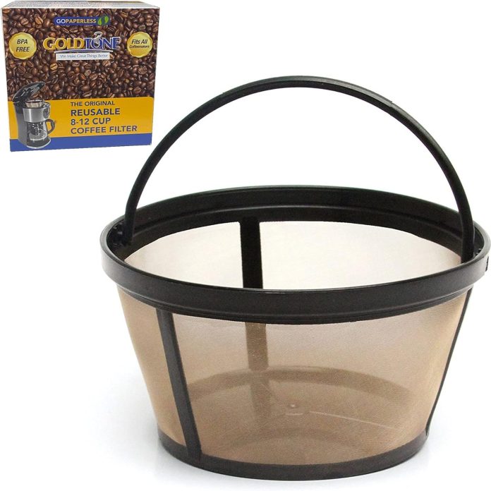 goldtone reusable 8 12 cup basket coffee filter fits mr coffee makers and brewers replaces your paper coffee filters bpa
