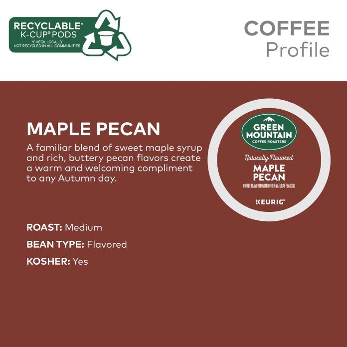 green mountain coffee roasters maple pecan coffee keurig single serve k cup pods 72 count 6 packs of 12