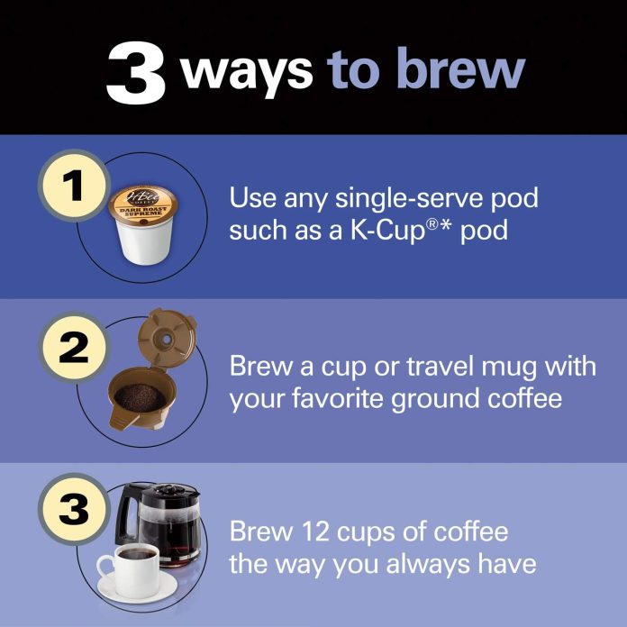 hamilton beach 49902 flexbrew trio 2 way coffee maker compatible with k cup pods or grounds combo single serve full 12c