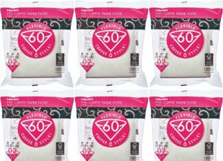 hario 02 100 count coffee white paper filters 6 pack set total of 600 sheets japan import