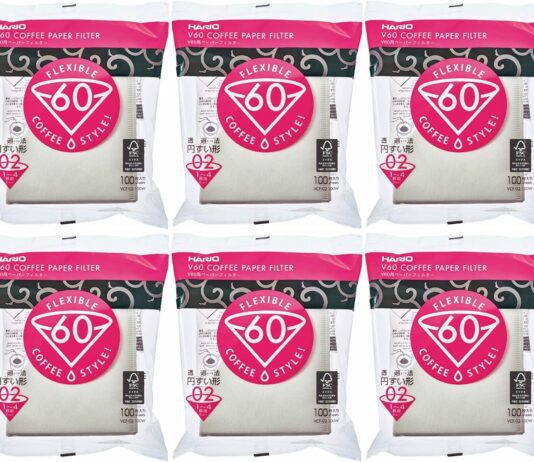hario 02 100 count coffee white paper filters 6 pack set total of 600 sheets japan import