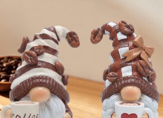 hodao 2pcs coffee gnomes figurines swedish tomte elf dwarf decor for bar home gifts