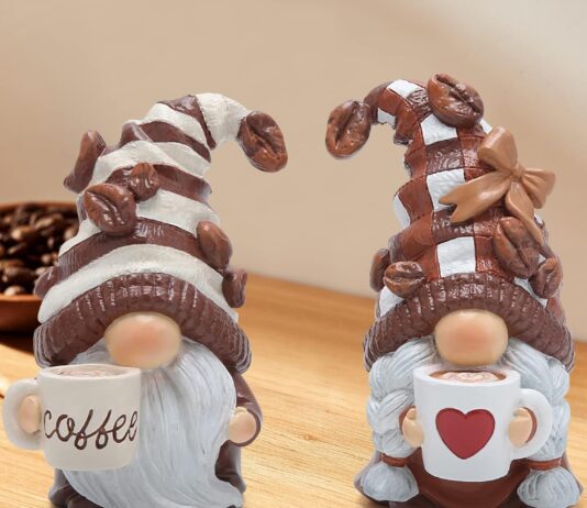 hodao 2pcs coffee gnomes figurines swedish tomte elf dwarf decor for bar home gifts