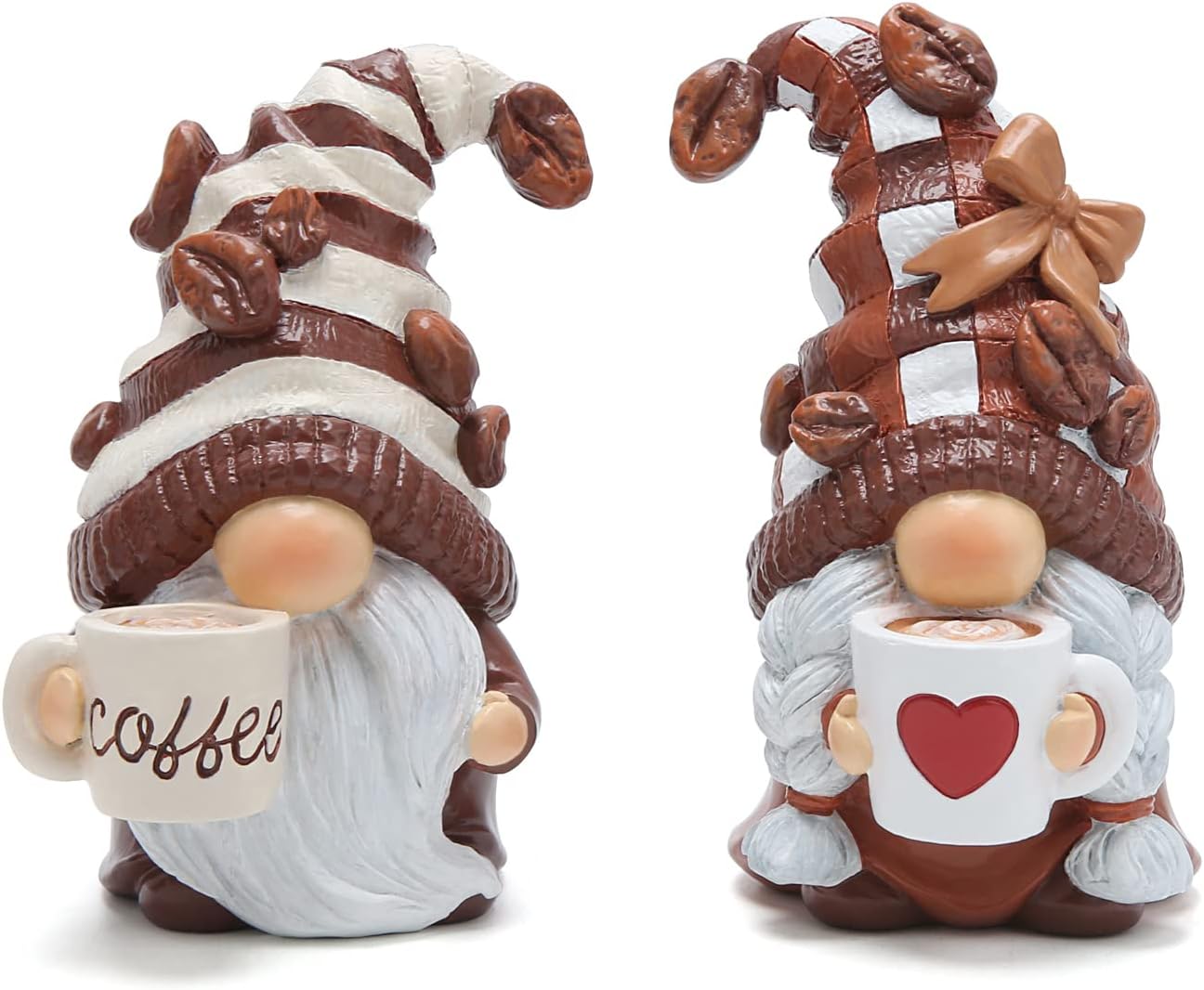 Hodao 2PCS Coffee Gnomes Figurines - Swedish Tomte Elf Dwarf Decor for Bar, Home, Gifts