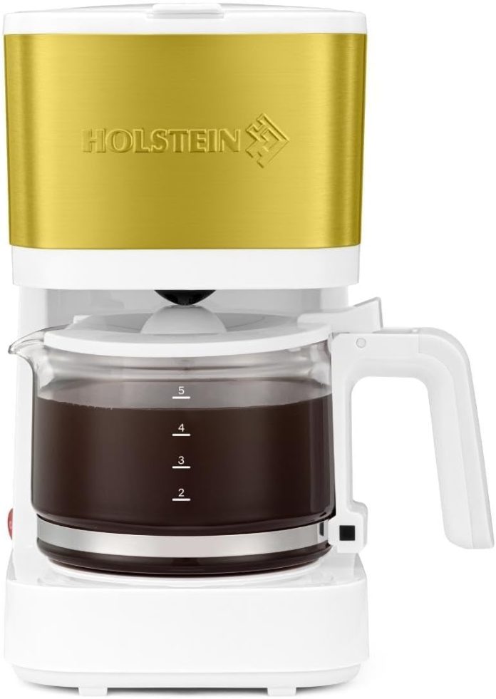 holstein housewares 5 cup coffee maker pause n serve one touch operation non stick warming plate water level indicator r
