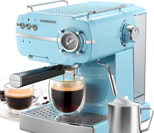 ihomekee espresso machine retro style espresso coffee maker with fast heating automatic latte cappuccino maker with milk