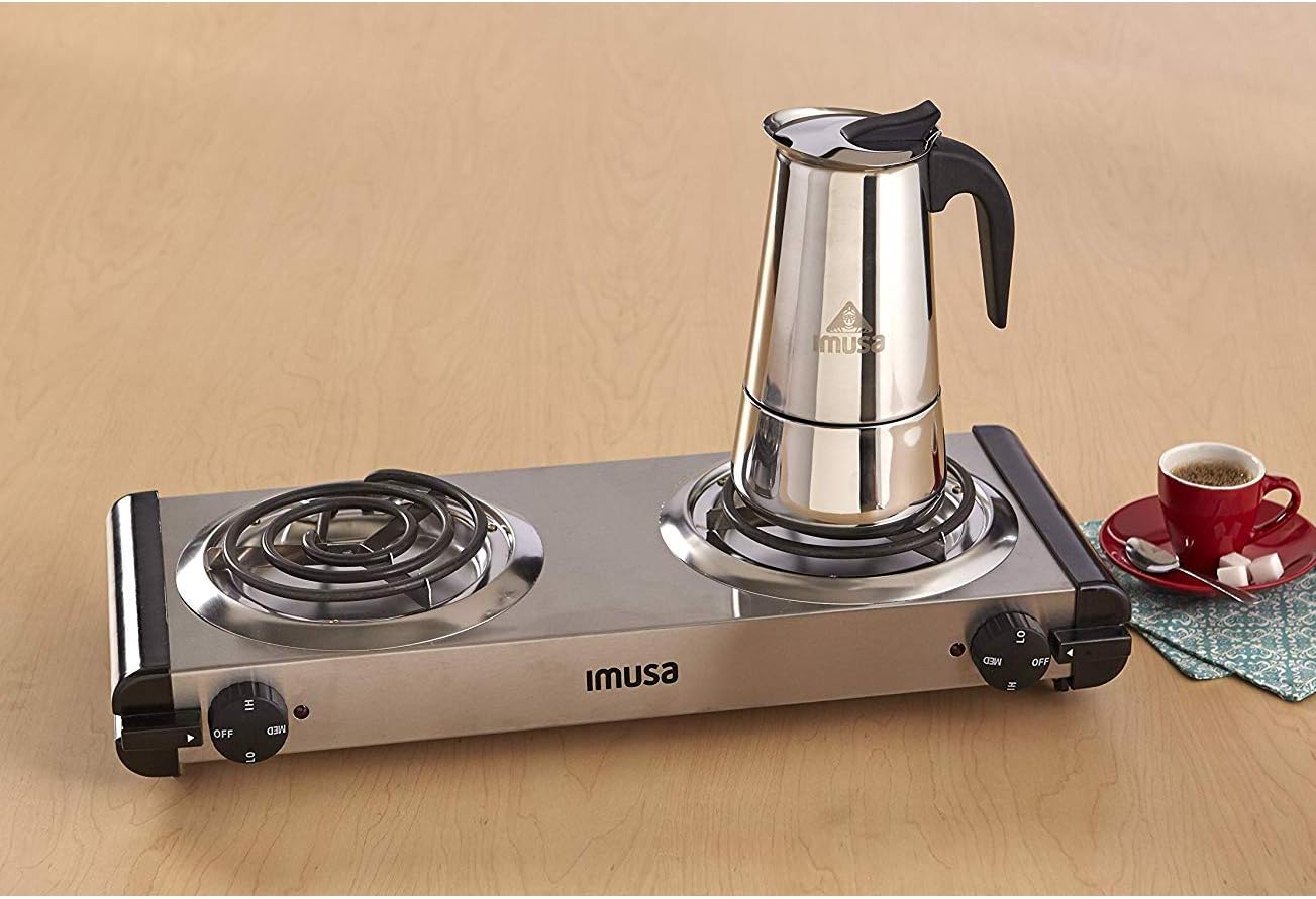IMUSA USA B120-22062M Stainless Steel Stovetop Espresso Coffeemaker 6-Cup, Silver