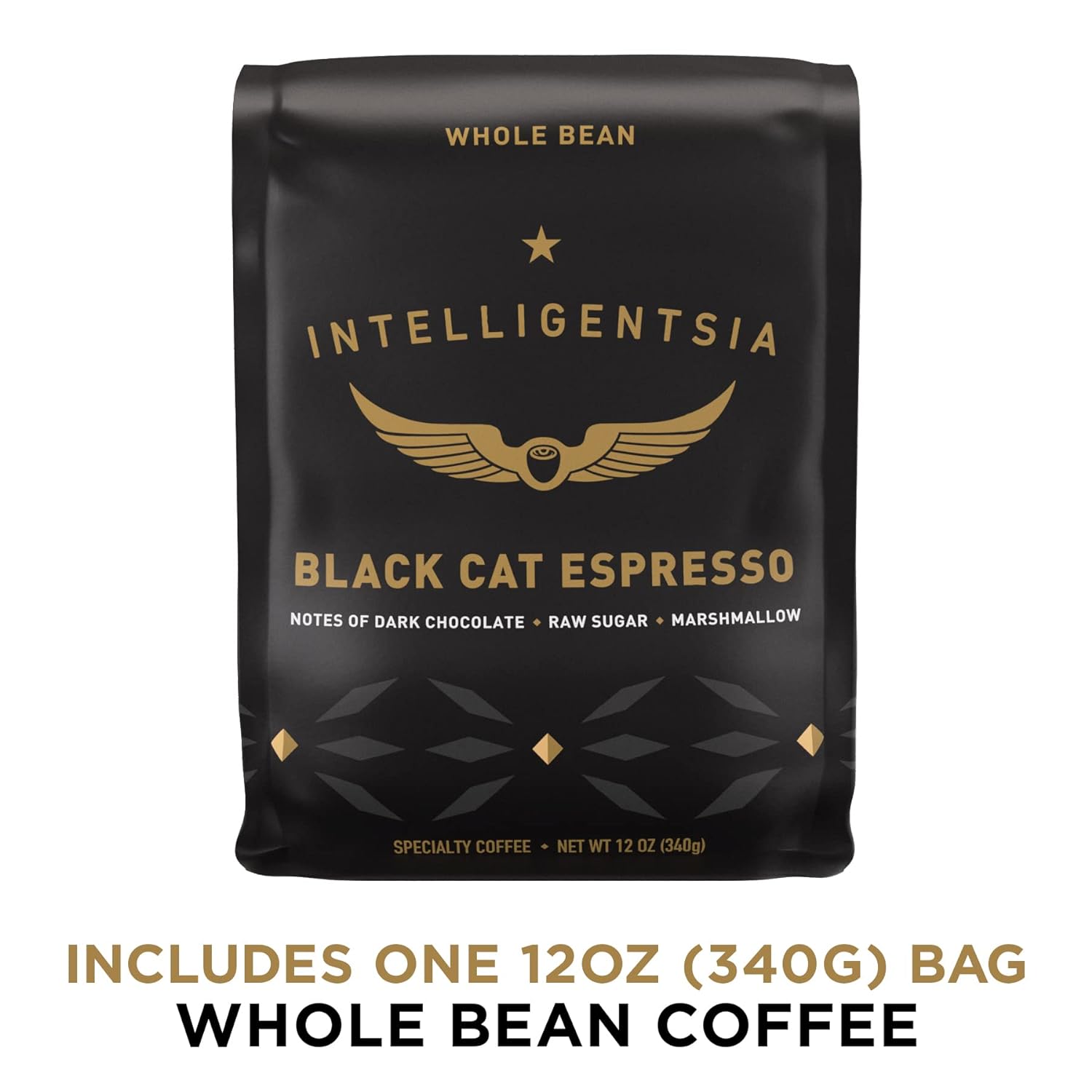 Intelligentsia Coffee, Medium Roast Whole Bean Coffee - Black Cat Espresso 12 Ounce Bag with Flavor Notes of Stone Fruit, Dark Sugars and Dark Chocolate