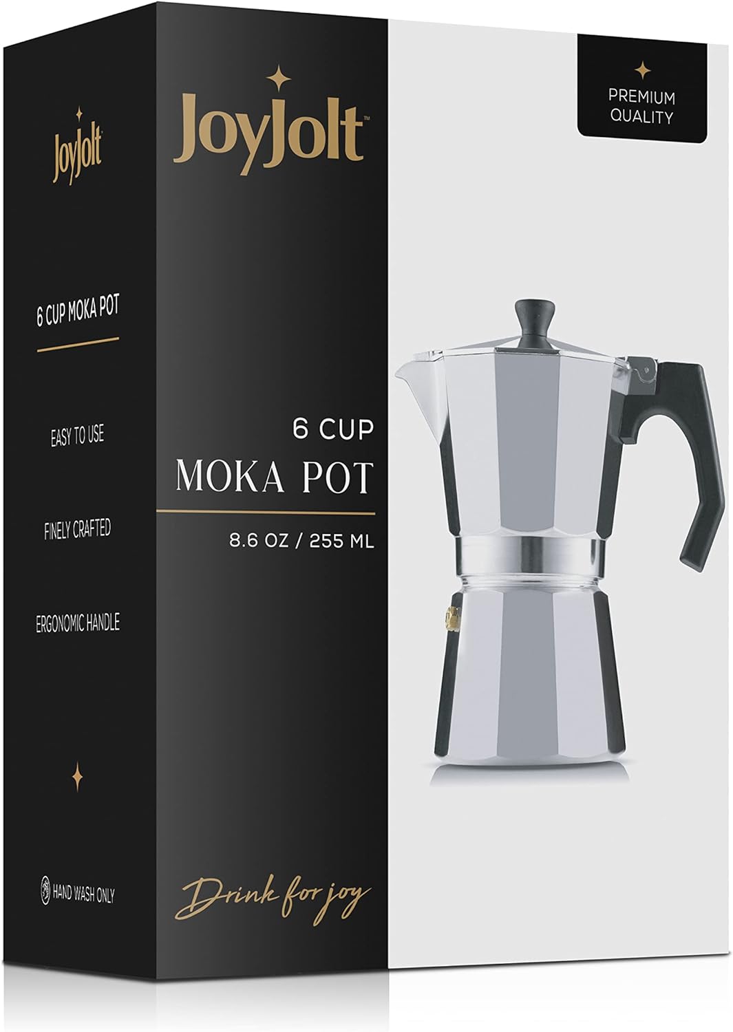JoyJolt Italian Moka Pot 6 Cup Stovetop Espresso Maker. Aluminum Coffee Percolator Coffee Pot With Heat Resistant Handles! Portable Espresso Maker Camping Coffee Pot, Stove Top Cafetera