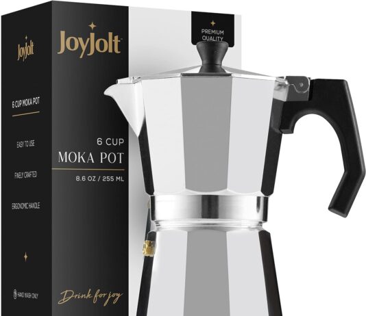 joyjolt italian moka pot 6 cup stovetop espresso maker aluminum coffee percolator coffee pot with heat resistant handles