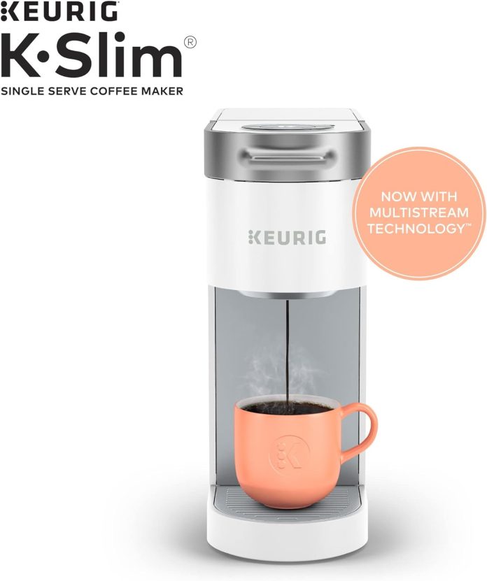 keurig k slim single serve k cup pod coffee maker multistream technology white