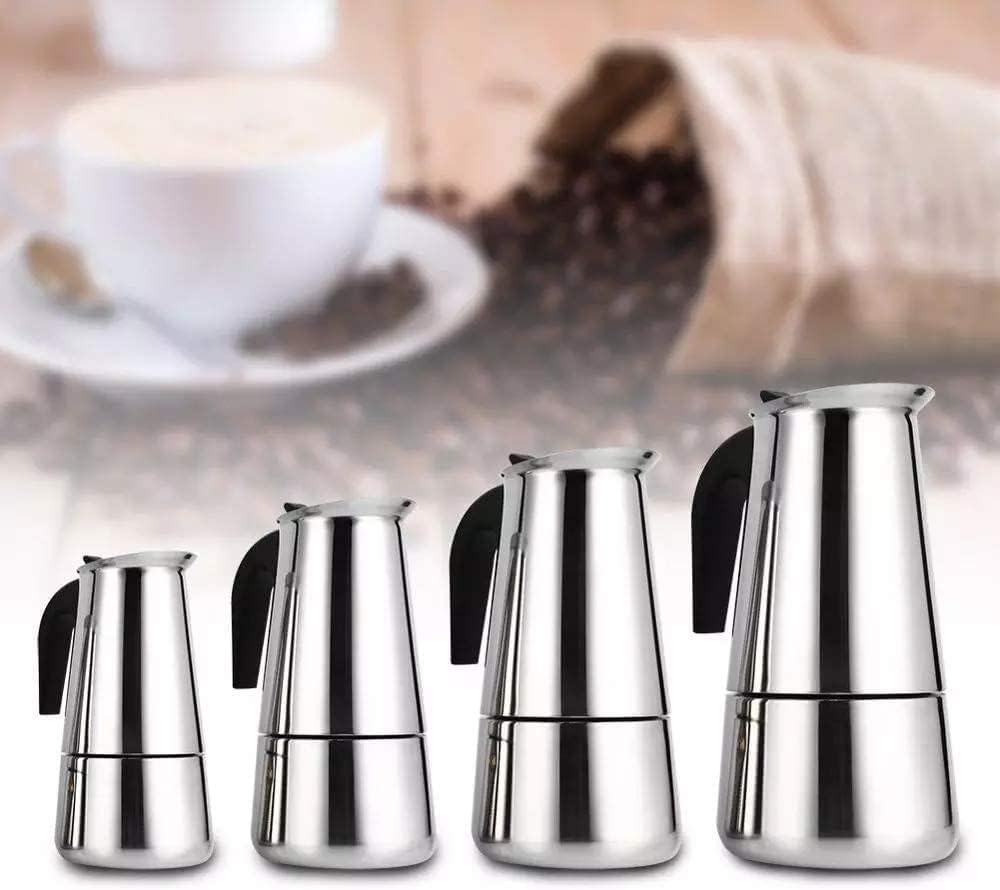 kkhouse Stainless Steel Coffee Pot Mocha Espresso Latte Percolator Stove Coffee Maker Pot Percolator Drink Tool Cafetiere Latte Stovetop (200ml)