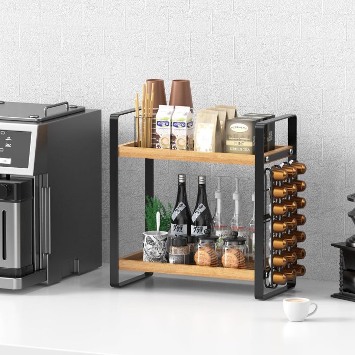 lemikkle coffee station organizer large capacity coffee pod holder coffee bar accessories and cup storage organizer set