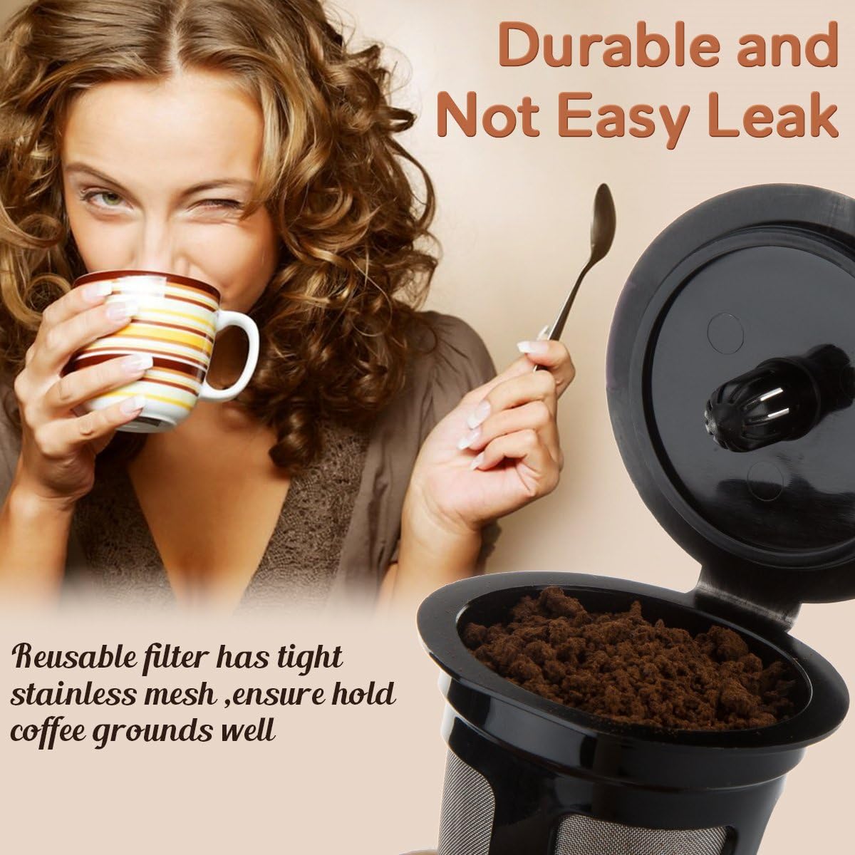 LivingAid Reusable K Cups for Keurig 2.0  1.0 Brewers -4 Packs Refillable Coffee Pods, Universal Kcup Filters, Eco-Friendly and Easy to Clean.