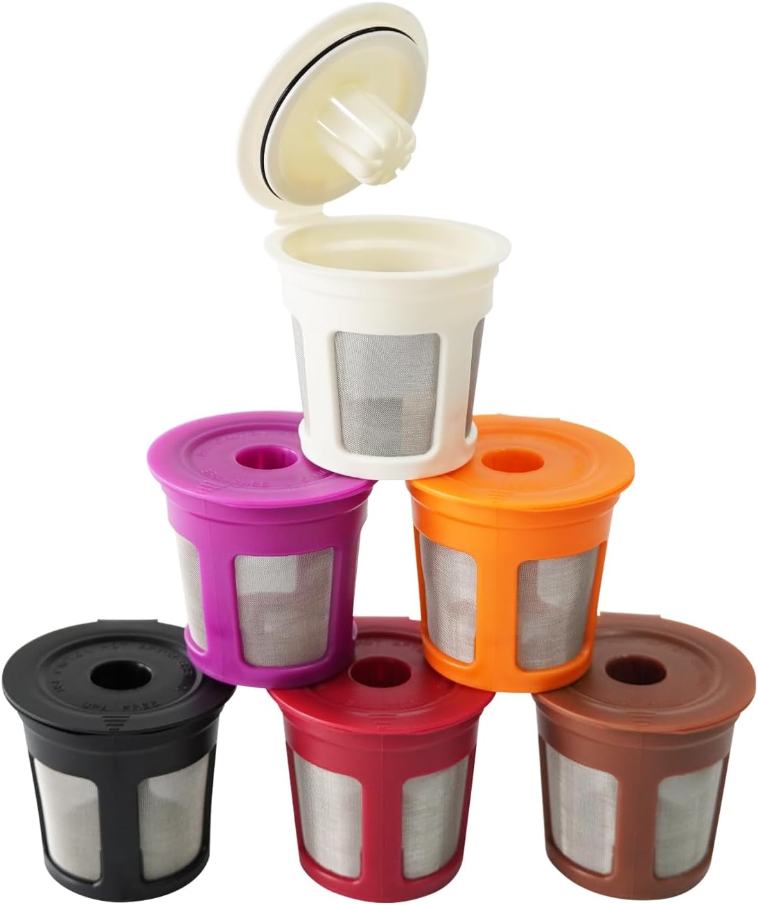 LVNASST 6-Pack Reusable K Cups for Keurig K-Mini K-Express Keurig 1.0  2.0 Brewers, Universal K Cup Refillable Filters for Single Serve K-Cup Coffee Maker, 6 Vibrant Colors for Brewing, BPA Free