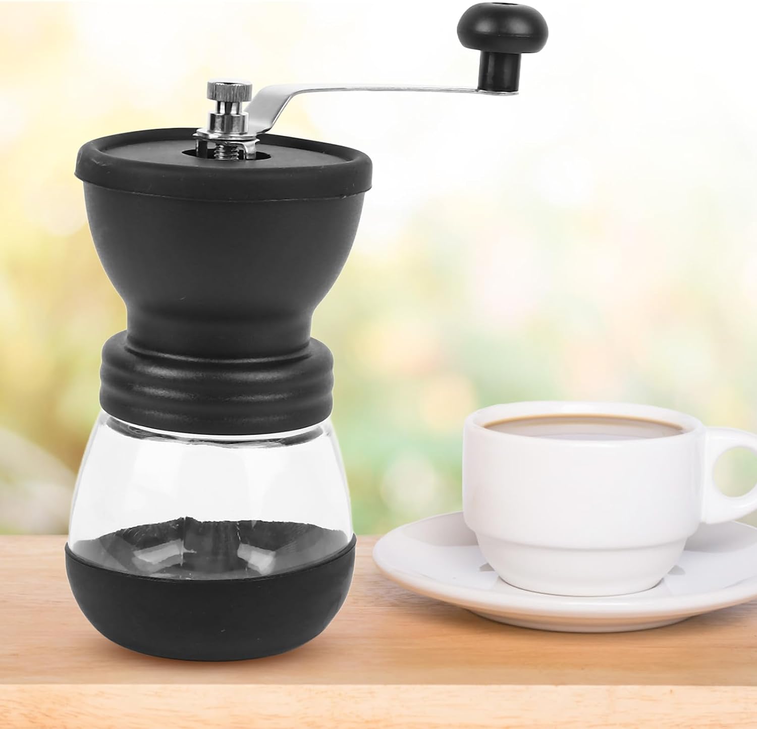 Manual Coffee Grinder with Ceramic Burrs,Grind Size, Hand Grinding, Compact and Portable, Easy to Clean