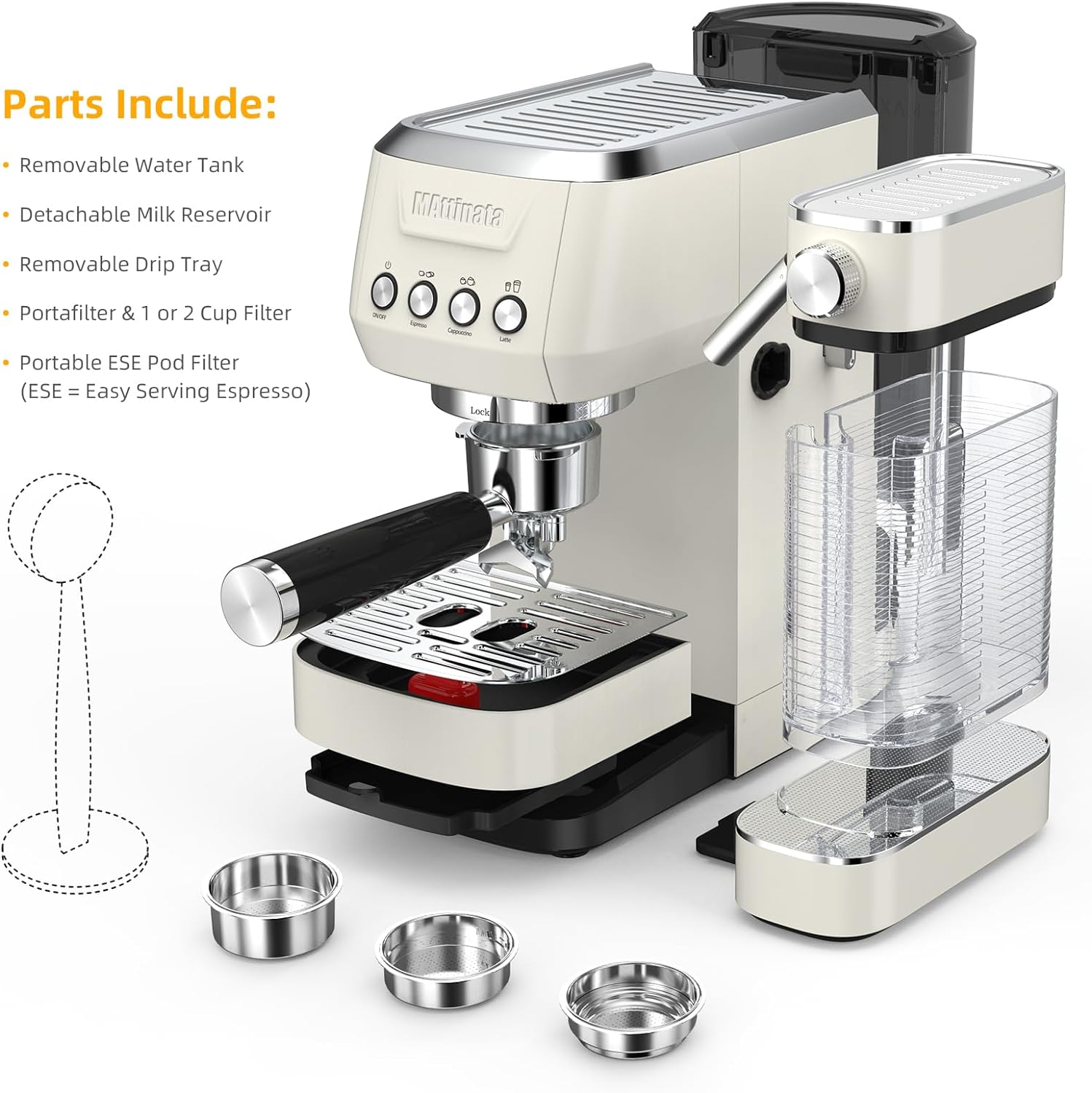 MAttinata Cappuccino Machine and Espresso Machine, 20 Bar Stainless Steel Latte Maker for Home with Automatic Milk Frothing System, Valentines Day Gifts for Him/Her