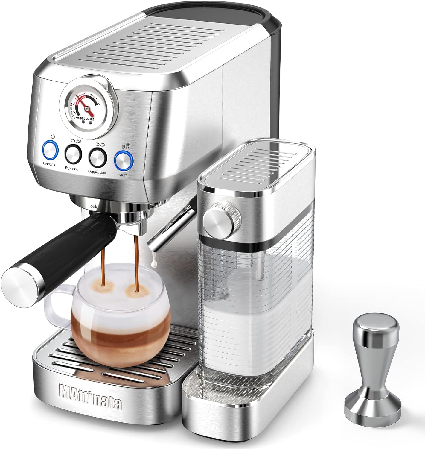 MAttinata Cappuccino Machine and Espresso Machine, 20 Bar Stainless Steel Latte Maker for Home with Automatic Milk Frothing System, Valentines Day Gifts for Him/Her