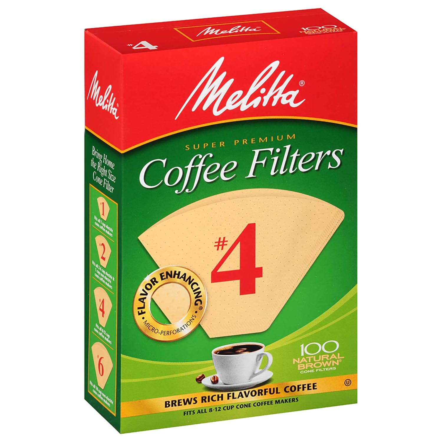 Melitta #6 Cone Coffee Filters, Unbleached Natural Brown, 40 Count (Pack of 12) 480 Total Filters Count - Packaging May Vary