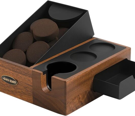 mhw 3bomber espresso knock box tamper station espresso coffee organizer box dust proof storage design for puck screen fi
