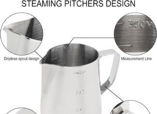 milk frothing pitcher 12oz stainless steel espresso steaming pitcher cappuccino pitcher pouring jug espresso cup perfect