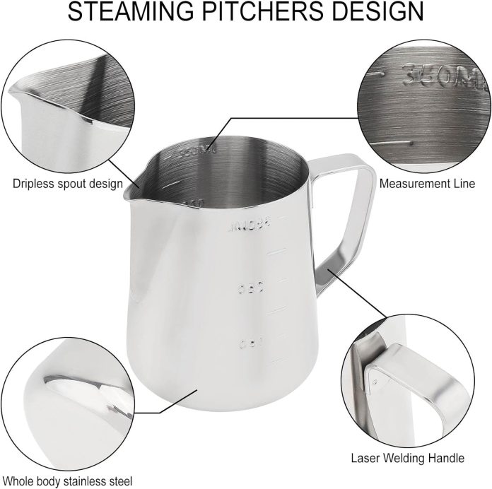 milk frothing pitcher 12oz stainless steel espresso steaming pitcher cappuccino pitcher pouring jug espresso cup perfect
