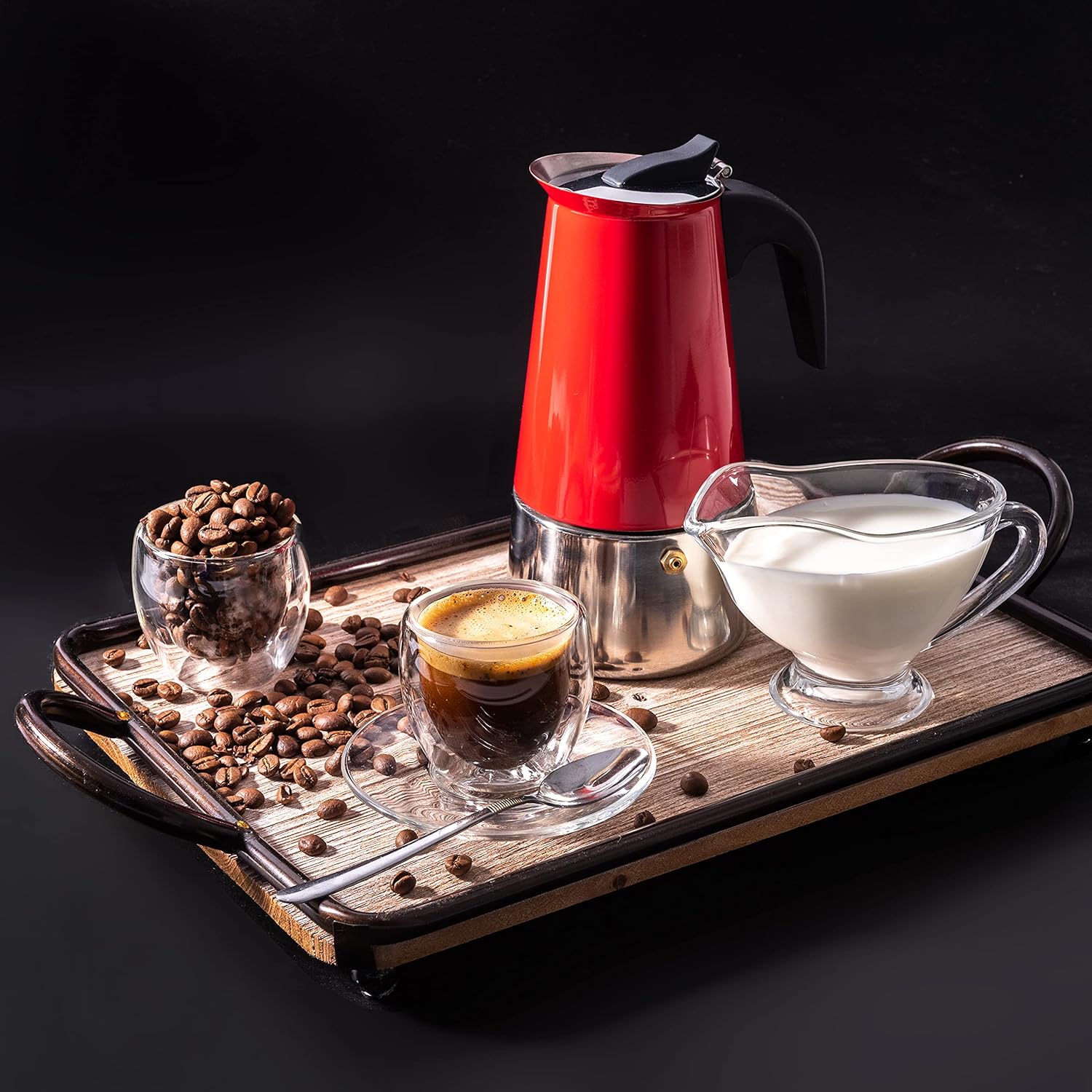 Mixpresso 9 Cup Coffee Maker Stovetop Espresso Coffee Maker, Moka Coffee Pot with Coffee Percolator Design, Stainless Steel stovetop espresso maker, Italian Coffee Maker, Black Coffee Pot