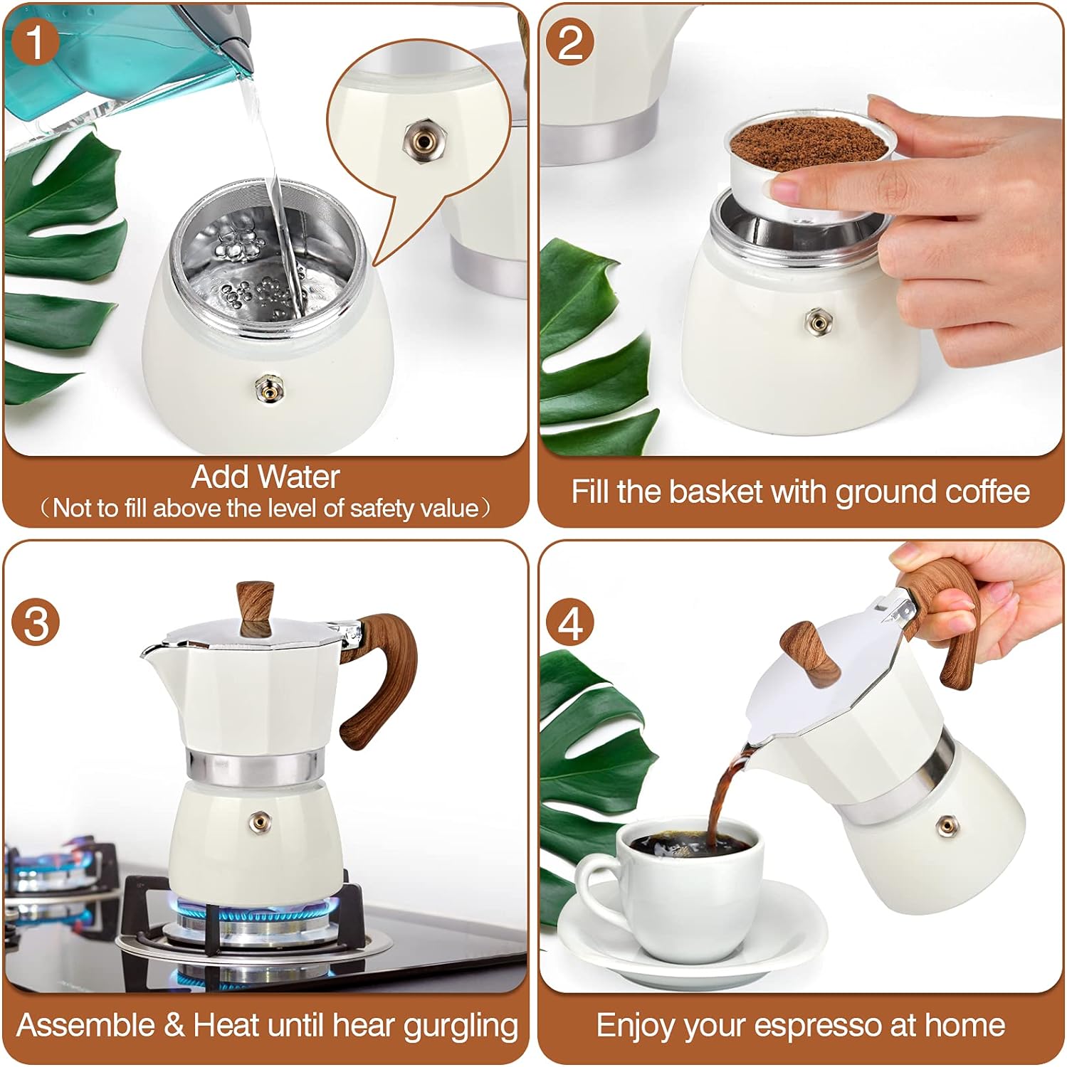MORDEN MS Moka Pot - Stovetop Espresso Maker 3 Cup/5 OZ Italian Coffee Maker Camping Coffee Pot Manual Cuban Coffee Percolator for Cappuccino or Latte