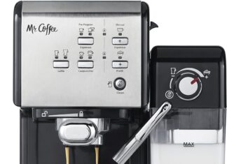 mr coffee espresso and cappuccino machine programmable coffee maker with automatic milk frother and 19 bar pump stainles