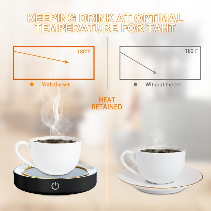 mug warmer for coffee and tea coffee warmer for desk with auto shut off candle warmer plate with nightlight ring glows b