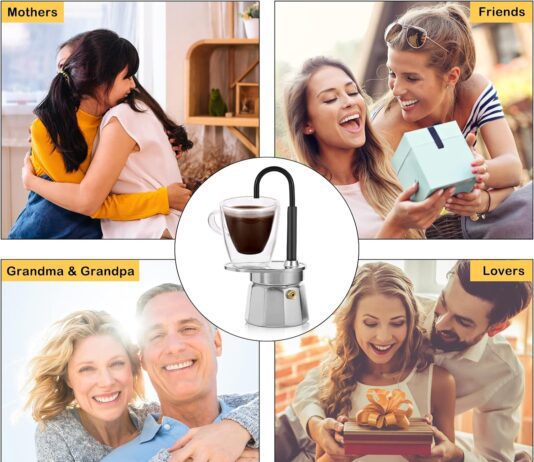 mvplue mini express swiss single tube moka pot aluminum silvermoka set includes one double wall 3oz cupenjoy delicious c