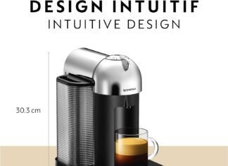 nespresso vertuo coffee and espresso machine by breville 5 cups chrome