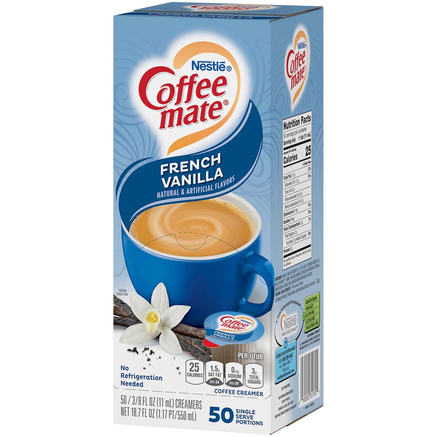 Nestle Coffee mate Coffee Creamer, Snickers, Liquid Creamer Singles, Non Dairy, No Refrigeration, Box of 50 Singles (Pack of 4)
